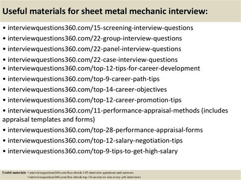 sheet metal technician survey questions